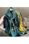 LA FERANI Foulard dété en soie verte - Pour femme - Léger - 180 x 90 cm - Cadeau dété - Idée cadeau pour fille et mère, ver
