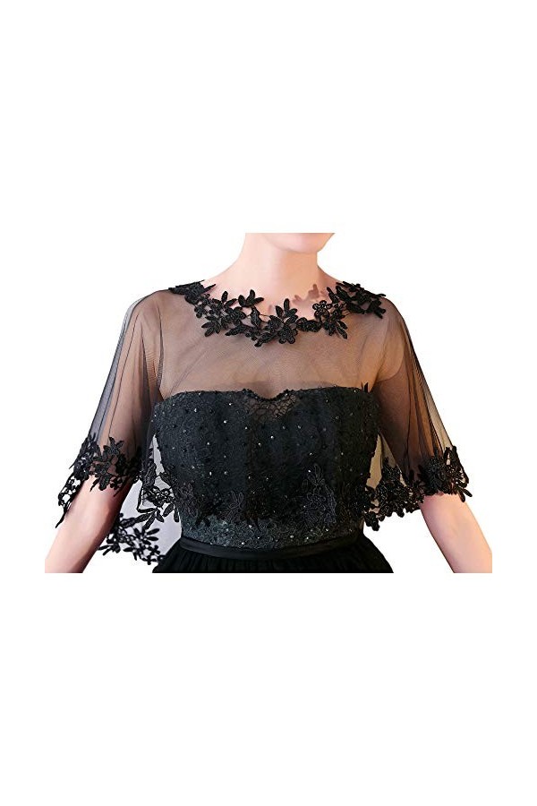 CHIC DIARY Châle de mariage en dentelle pour femme, cape de soirée, écharpe pour robe, bal de fin dannée, fête, blanc, taill