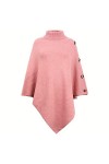 Geagodelia Poncho Cape à Col Roulé pour Femme Châle Hiver Chaud Pull Tricoté Manteau Cardigan Chic à Franges Noir Fausse Fou