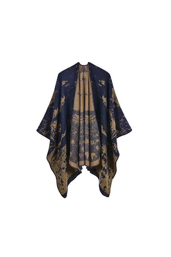SJTJSPX Poncho Châle Femme Cape Écharpe Elégant Poncho Mexicain Cachemire Manteux Hiver Automne Chaud Ouvert à Carré Foulard 