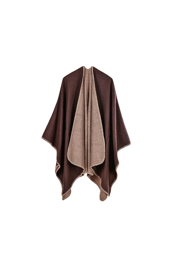SJTJSPX Poncho Châle Femme Cape Écharpe Elégant Poncho Mexicain Cachemire Manteux Hiver Automne Chaud Ouvert à Carré Foulard 