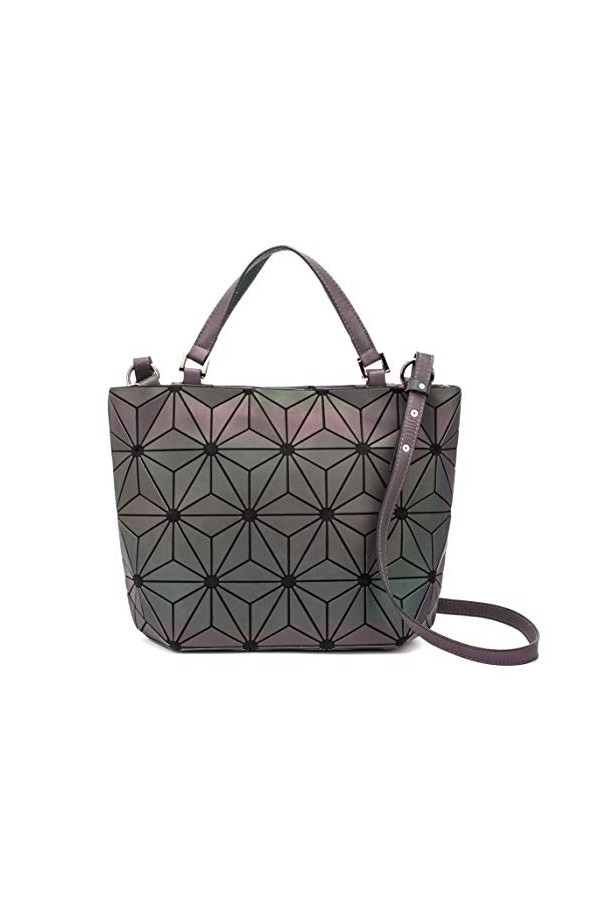 Chenrry Géométrique Sacs à Main pour Femme Bourse Lumineuse Sac Holographique Poignée Supérieure Fermeture à Glissière Sacs à