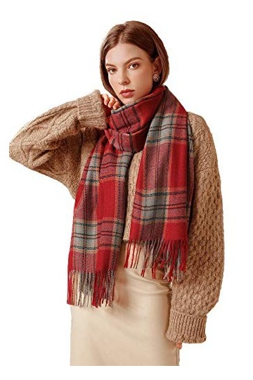 Longwu 2020 nouveau cachemire hiver longue écharpe écharpes Plaid chaud enveloppes laine Style britannique pour femmes dames 