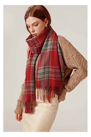 Longwu 2020 nouveau cachemire hiver longue écharpe écharpes Plaid chaud enveloppes laine Style britannique pour femmes dames 