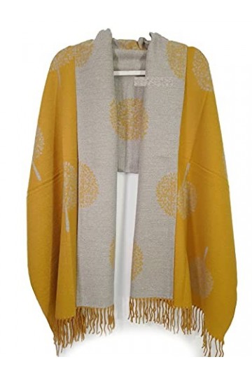 GFM femme Motif de mûriers châle dhiver très doux de type cachemire. Mbshl-mtd-shawl Mustard