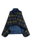JFAN Poncho Femme Polaire Hiver Chaud Couvertures Portables avec Boutons Châles Femme Cape Plaid Vert foncé