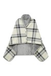 JFAN Poncho Femme Polaire Hiver Chaud Couvertures Portables avec Boutons Châles Femme Cape Plaid Vert foncé
