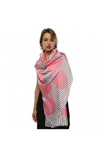 LDCSA Foulard Femme Écharpe Satiné Grand Etole/Châle Mode Cadeau XXL 180 X 90cm Point Rose 