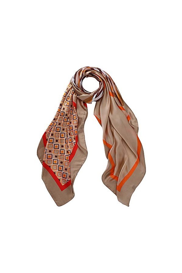 LDCSA Foulard Femme Écharpe Satiné Grand Etole/Châle Mode Cadeau XXL 180 X 90cm Point Rose 