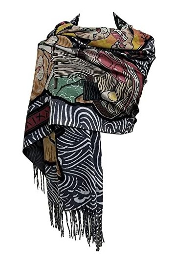 GFM® Châle pashmina imprimé chats de dessin animé au toucher cachemire pour lautomne et lhiver CTSHL-B , S4-cat Manger des