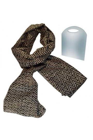 BEAT Foulard à 2 cols pour femme 100% coton imprimé: Design Collection Foulard 50 x 180 cm Noir Vert