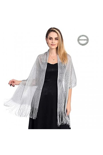 TOEECY Châle Écharpe Étole Métalliques Étincelants pour Femme avec Châle Boucle Léger Doux Foulard Élégante Chatoyantes Etole