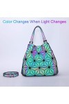 Chenrry Géométrique Sacs à Main pour Femme Bourse Lumineuse Sac Holographique Poignée Supérieure Fermeture à Glissière Sacs à