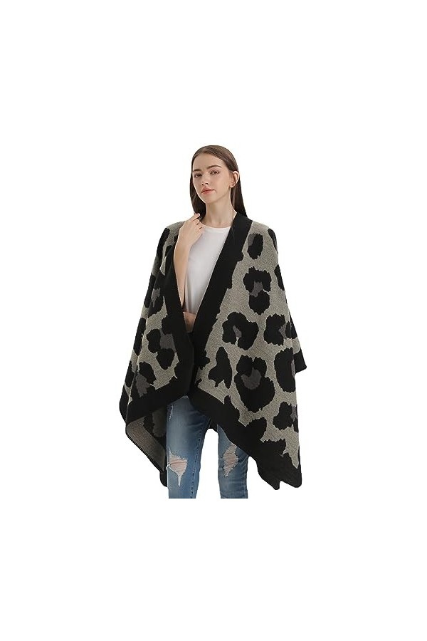 SJTJSPX Poncho Châle épaule pour Femme Cardigan à Devant Ouvert Rétro Cape Réversible Couverture Imprimée Tartan Chaud Écharp