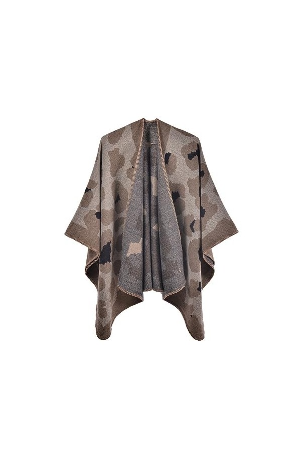 SJTJSPX Poncho Châle épaule pour Femme Cardigan à Devant Ouvert Rétro Cape Réversible Couverture Imprimée Tartan Chaud Écharp