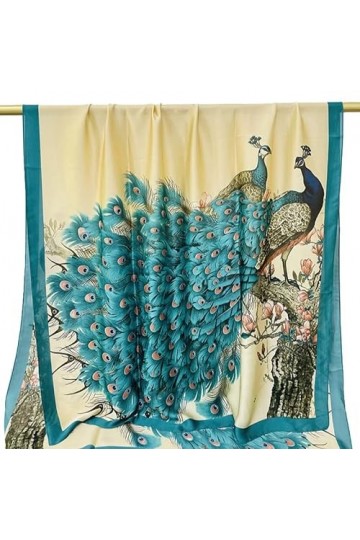 LA FERANI Foulard dété en soie paon - Pour femme - Léger - Turquoise - 180 x 90 cm - Idée cadeau pour fille et mère, Turquoi