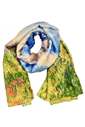 CANNCA Foulard Foulard en soie avec motif dart peintres célèbres, châle long de qualité, jeune et élégant pour femme, access