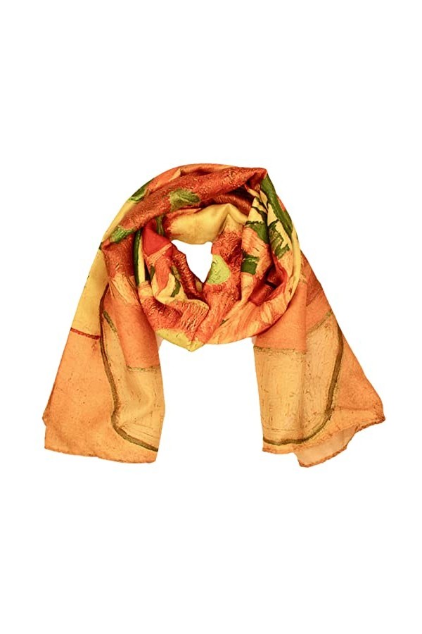 CANNCA Foulard Foulard en soie avec motif dart peintres célèbres, châle long de qualité, jeune et élégant pour femme, access