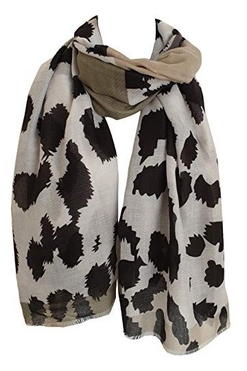 GlamLondon Foulard Femme Imprimé Léopard Bordure Multicolore - Vert - Large