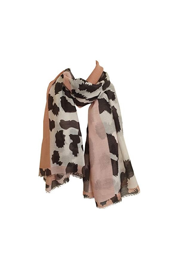 GlamLondon Foulard Femme Imprimé Léopard Bordure Multicolore - Vert - Large