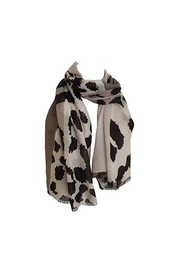 GlamLondon Foulard Femme Imprimé Léopard Bordure Multicolore - Vert - Large