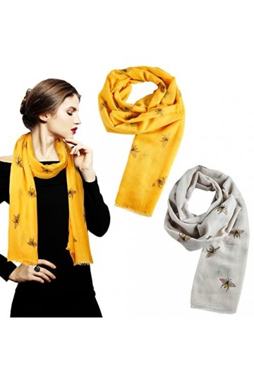 SATINIOR 2 Écharpes de Bourdon Longues Foulard dAbeilles pour Printemps Graduation, Jaune, Gris, Taille Unique, environ 70 x