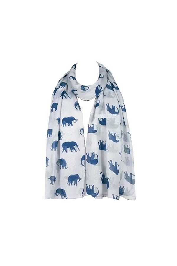 GFM® Écharpe ou châle imprimé éléphant ELSCF , Elshl-ghnl-bleu marine, L