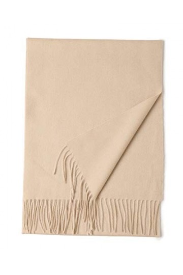 Prettystern 200cm long Echarpe en laine uni-colore avec franges pour automne hiver chaud homme et femme Rose