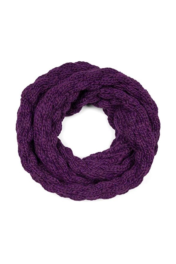 styleBREAKER Écharpe femme tricotée Loop Unicolore avec motif de bulles, chaude écharpe tubulaire dhiver, Raspberry Pattern 