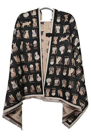 GFM® Châle pashmina imprimé chats en cachemire pour lautomne et lhiver CTSHL , Ctshl-a-02, L