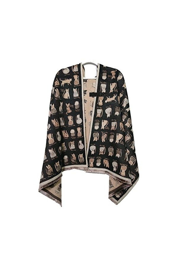 GFM® Châle pashmina imprimé chats en cachemire pour lautomne et lhiver CTSHL , Ctshl-a-02, L
