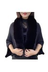 Geagodelia Poncho Cape à Col Roulé pour Femme Châle Hiver Chaud Pull Tricoté Manteau Cardigan Chic à Franges Noir Fausse Fou