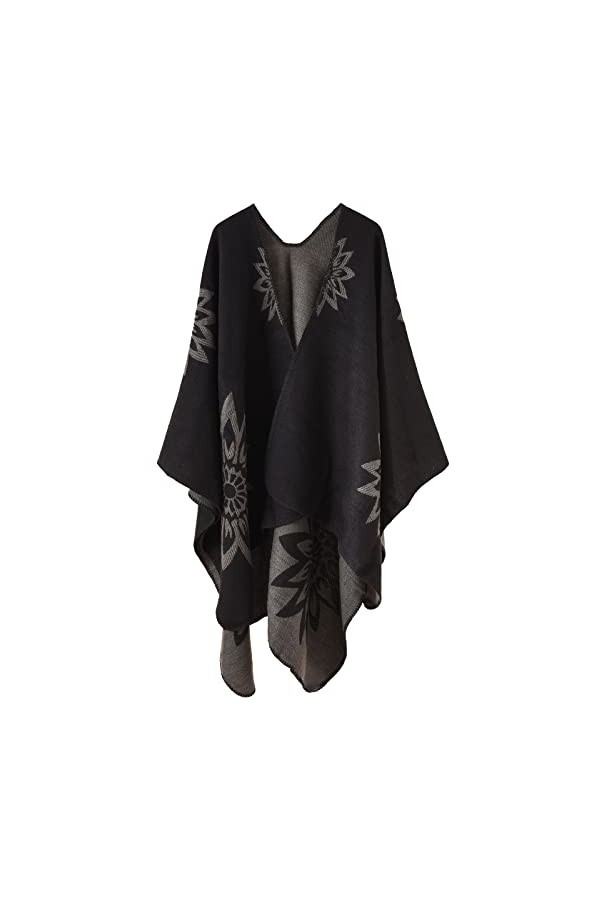 Comilaka Femme Poncho Châle Ouvert Cape Elégant Wrap Echarpe Epaisse Poncho Cardigan Foulard Manteau Automne Hiver