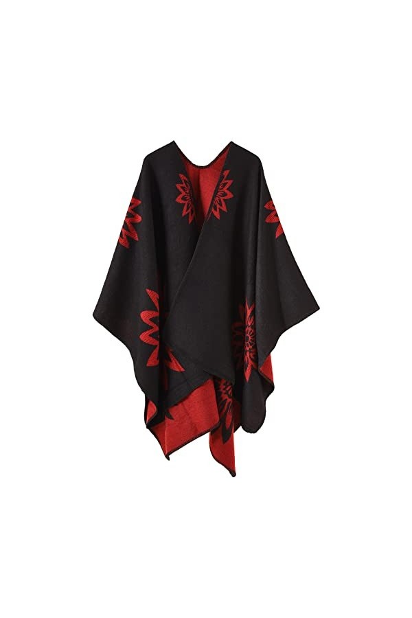 Comilaka Femme Poncho Châle Ouvert Cape Elégant Wrap Echarpe Epaisse Poncho Cardigan Foulard Manteau Automne Hiver