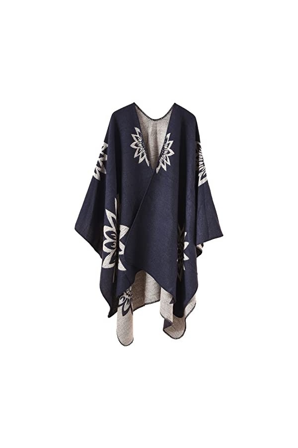 Comilaka Femme Poncho Châle Ouvert Cape Elégant Wrap Echarpe Epaisse Poncho Cardigan Foulard Manteau Automne Hiver