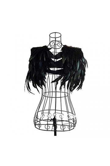 Yoodeet Plumes noires couture coupe collier épaule châles paon robe de soirée à franges robe de cocktail ailes dange