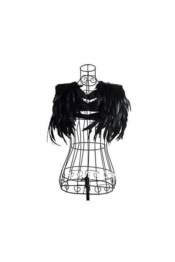 Yoodeet Plumes noires couture coupe collier épaule châles paon robe de soirée à franges robe de cocktail ailes dange