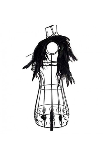Yoodeet Plumes noires couture coupe collier épaule châles paon robe de soirée à franges robe de cocktail ailes dange