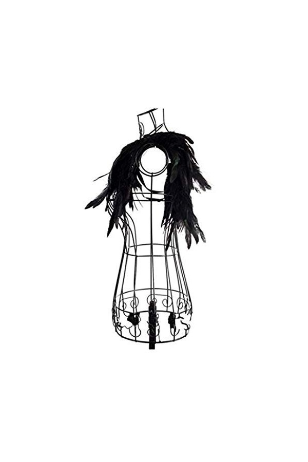 Yoodeet Plumes noires couture coupe collier épaule châles paon robe de soirée à franges robe de cocktail ailes dange