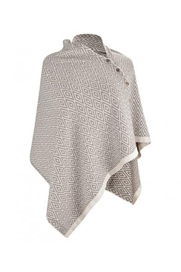 CARCOS Femmes Poncho Laine Écharpes avec Boutons Rayures Châle Cape Douce Tricot Laine Filature Pashmina Multi-Voies Automne 