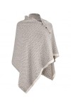 CARCOS Femmes Poncho Laine Écharpes avec Boutons Rayures Châle Cape Douce Tricot Laine Filature Pashmina Multi-Voies Automne 