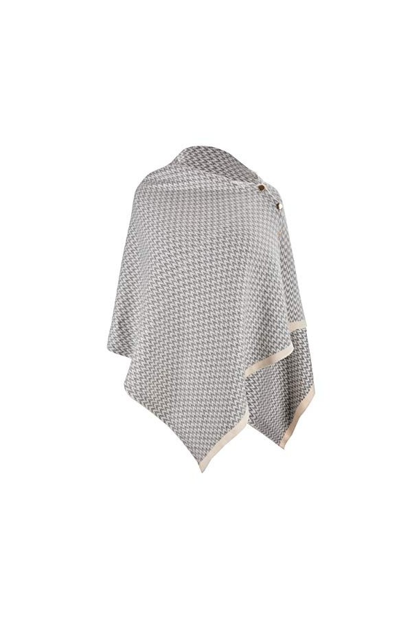 CARCOS Femmes Poncho Laine Écharpes avec Boutons Rayures Châle Cape Douce Tricot Laine Filature Pashmina Multi-Voies Automne 