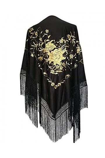 AMINA Beurre de bec noir de flamant rose avec franges. Broderie dorée sur une face. Grand 190 x 90 cm.