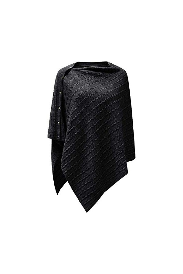 PULI Femme Bouton tricoté Poncho Couverture Châle Cape Cardigan Wrap Écharpe Taille Unique