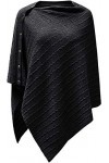 PULI Femme Bouton tricoté Poncho Couverture Châle Cape Cardigan Wrap Écharpe Taille Unique