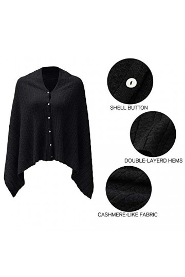 PULI Femme Bouton tricoté Poncho Couverture Châle Cape Cardigan Wrap Écharpe Taille Unique