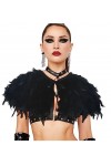keland Gothique Plumes Cape Châle Poncho Capelet Victorienne Boléro Manteau Cosplay Costume pour les Femmes Z-Orange 