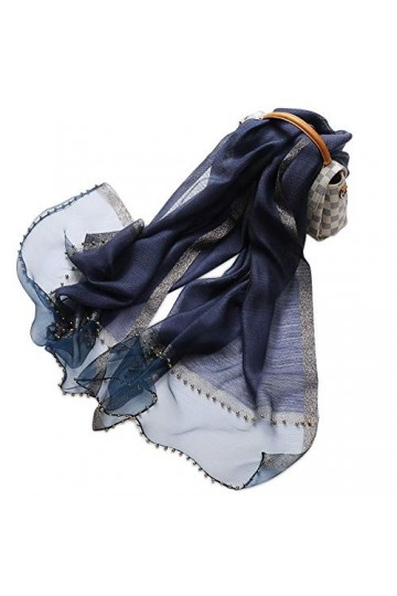 LumiSyne Printemps Nouveau Style Foulards En Soie De Mousseline Femme Écharpe De Couleur Unie Élégante Soie Avec Tulle Décora