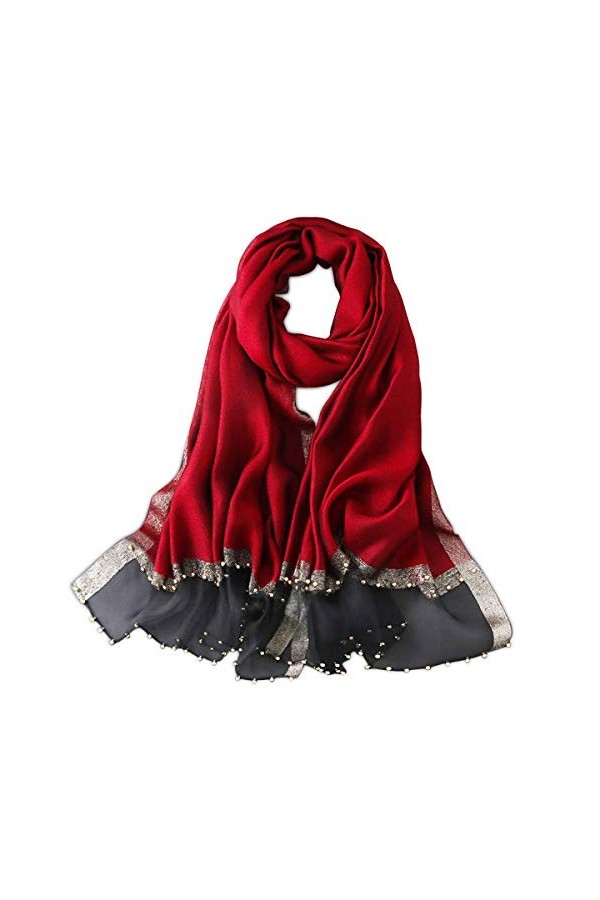 LumiSyne Printemps Nouveau Style Foulards En Soie De Mousseline Femme Écharpe De Couleur Unie Élégante Soie Avec Tulle Décora