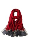 LumiSyne Printemps Nouveau Style Foulards En Soie De Mousseline Femme Écharpe De Couleur Unie Élégante Soie Avec Tulle Décora